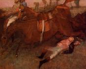 埃德加 德加 : Scene from the Steeplechase   the Fallen Jockey